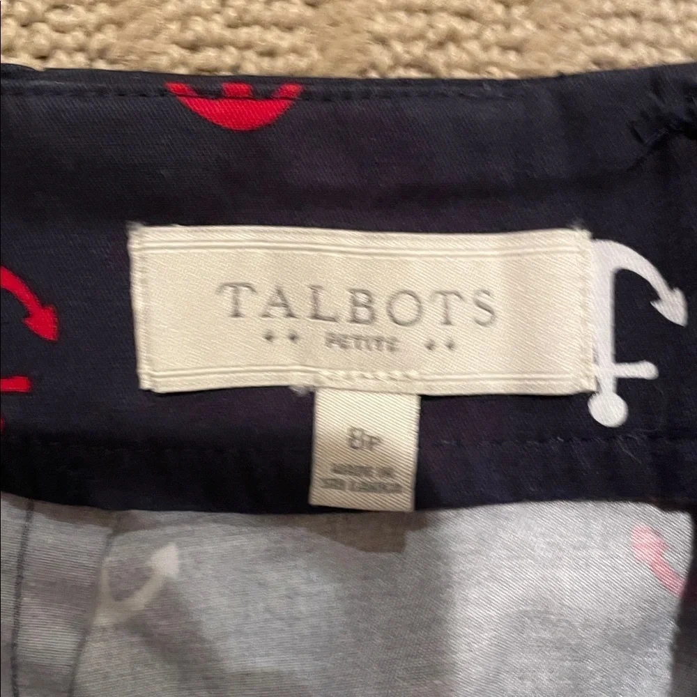 Talbots Navy Mini Skirt with Red and White Anchors